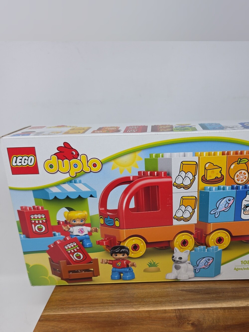 Lego Duplo Red and Yellow Toy Delivery Truck with Blue Blocks